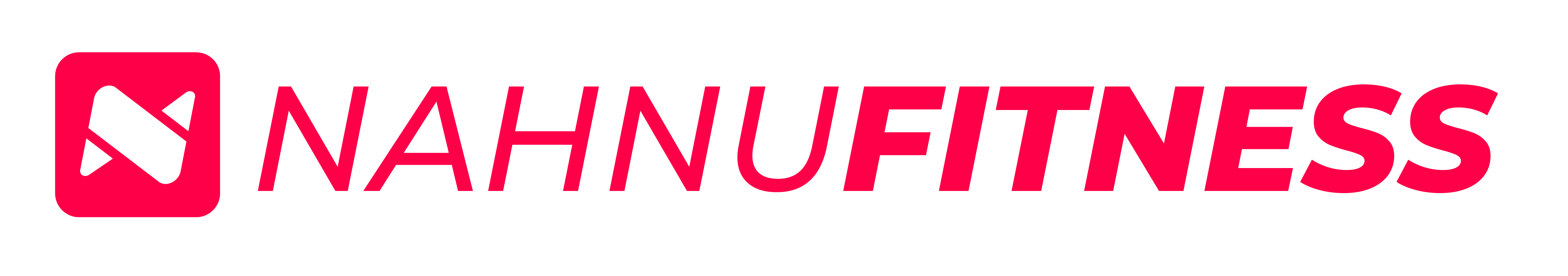 Logo for Nahnu Fitness. It features a bold, stylized white "N" inside a red square icon on the left. The words "NAHNUFITNESS" are written in uppercase red letters to the right, with the "FITNESS" part in a lighter shade. The background is white.